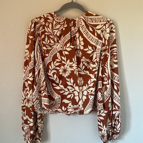 Joie Burnt Orange Cream Botanical Floral Print Blouse Medium - Picture 7 of 7